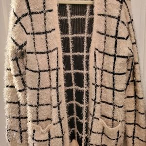 Black & Cream fuzzy soft Cardigan